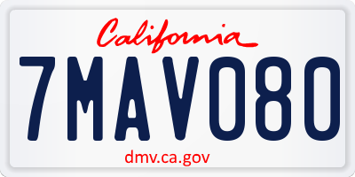 CA license plate 7MAV080