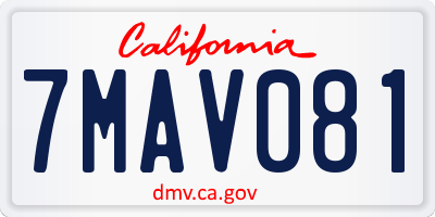 CA license plate 7MAV081