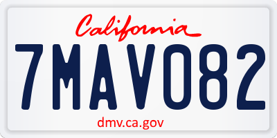 CA license plate 7MAV082