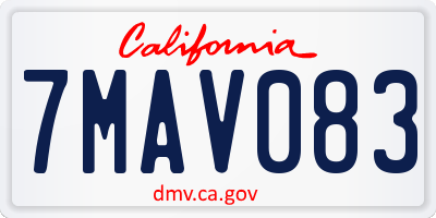 CA license plate 7MAV083