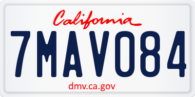 CA license plate 7MAV084