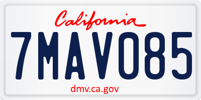 CA license plate 7MAV085