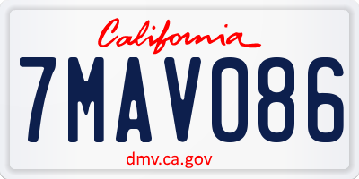 CA license plate 7MAV086