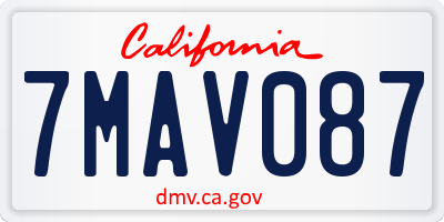 CA license plate 7MAV087