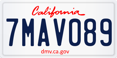 CA license plate 7MAV089