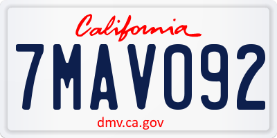 CA license plate 7MAV092