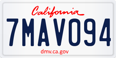 CA license plate 7MAV094