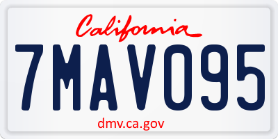 CA license plate 7MAV095