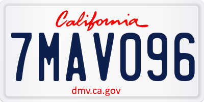 CA license plate 7MAV096