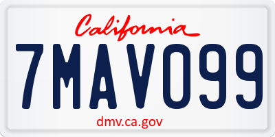 CA license plate 7MAV099