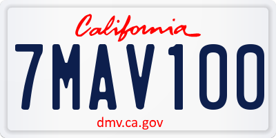 CA license plate 7MAV100