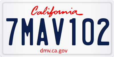 CA license plate 7MAV102