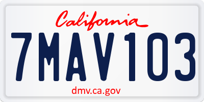 CA license plate 7MAV103