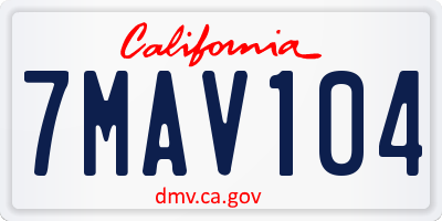 CA license plate 7MAV104