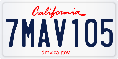 CA license plate 7MAV105