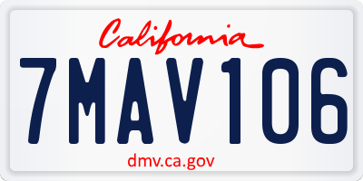 CA license plate 7MAV106