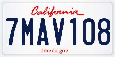 CA license plate 7MAV108