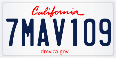 CA license plate 7MAV109