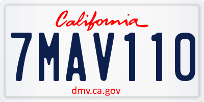 CA license plate 7MAV110