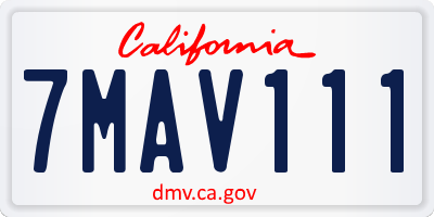 CA license plate 7MAV111