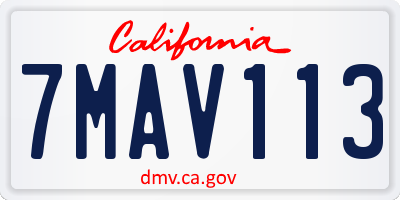 CA license plate 7MAV113