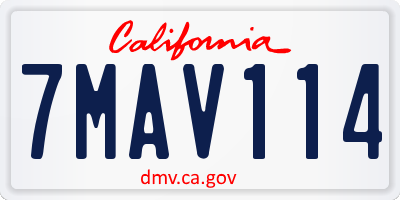 CA license plate 7MAV114