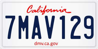 CA license plate 7MAV129