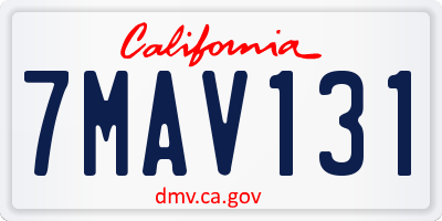 CA license plate 7MAV131