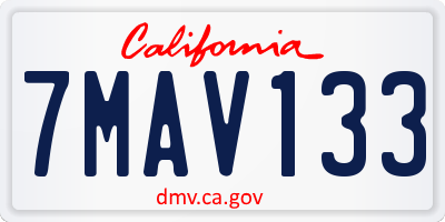 CA license plate 7MAV133