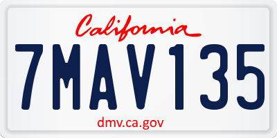 CA license plate 7MAV135