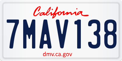 CA license plate 7MAV138