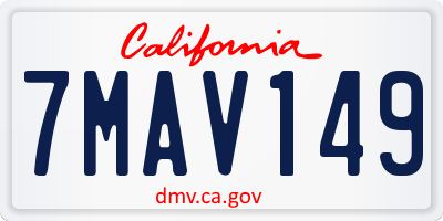 CA license plate 7MAV149