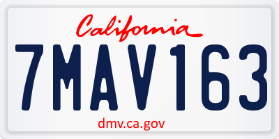 CA license plate 7MAV163