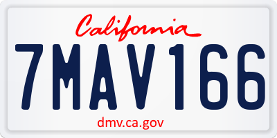 CA license plate 7MAV166