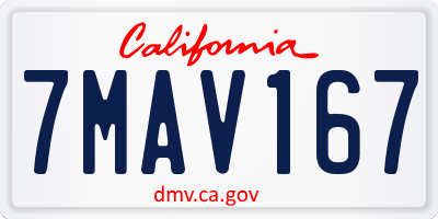 CA license plate 7MAV167