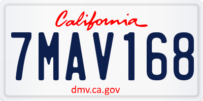 CA license plate 7MAV168