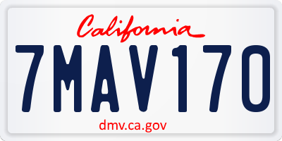 CA license plate 7MAV170