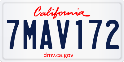 CA license plate 7MAV172