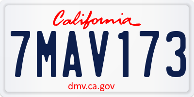 CA license plate 7MAV173