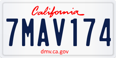 CA license plate 7MAV174