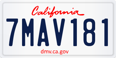 CA license plate 7MAV181