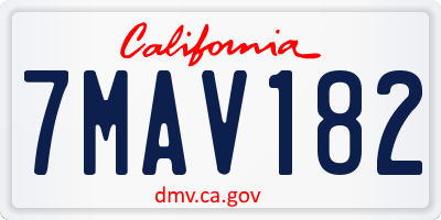 CA license plate 7MAV182