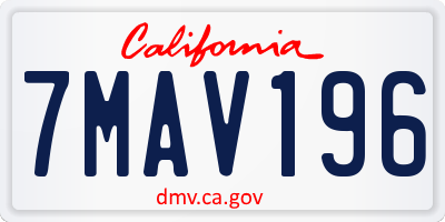 CA license plate 7MAV196
