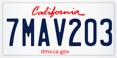 CA license plate 7MAV203