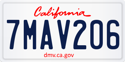 CA license plate 7MAV206