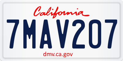 CA license plate 7MAV207