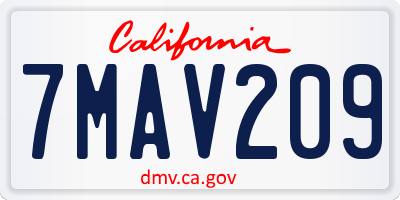 CA license plate 7MAV209