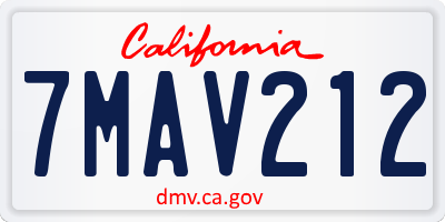 CA license plate 7MAV212