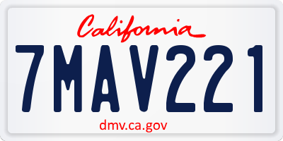 CA license plate 7MAV221