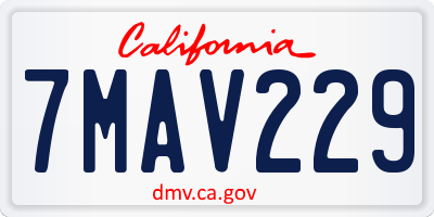 CA license plate 7MAV229